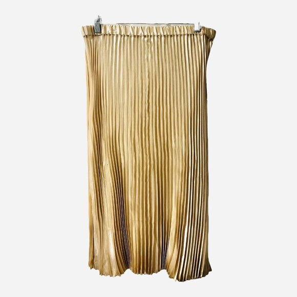 Tash and Sophie Satin Pleated Champagne Midi Skirt Size XL Pull-On Lined NWT - Picture 2 of 10